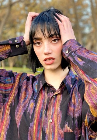 VINTAGE 80'S MULTICOLOR PRINTED ABSTRACT SHIRT