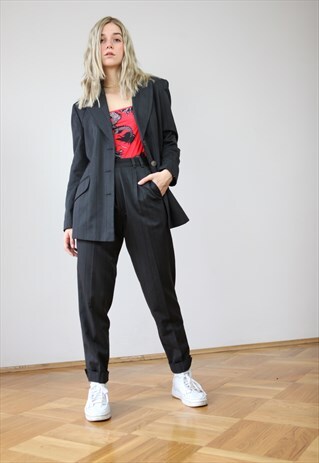 VINTAGE 90'S CASUAL STRIPED SUIT IN GREY