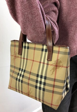 WOMENS BURBERRY HANDBAG BEIGE NOVA CHECK BAG PURSE