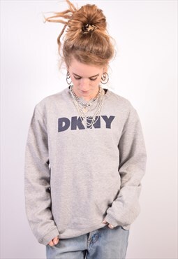 Vintage Dkny Sweatshirt Jumper Grey