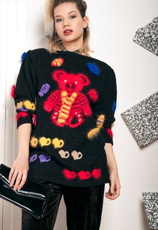 80S VINTAGE FLUFFY TEDDY KNIT JUMPER