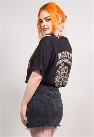 HARLEY-DAVIDSON BOSTON USA VINTAGE 90'S BLACK BIKER T-SHIRT