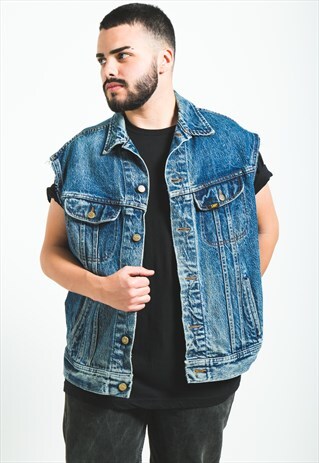 VINTAGE 80S LEE DENIM GILET JACKET / S6037