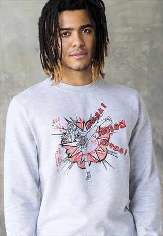 JAPANESE SWEATSHIRT ANIME MANGA KARATE GIRL MEN'S PULLOVER