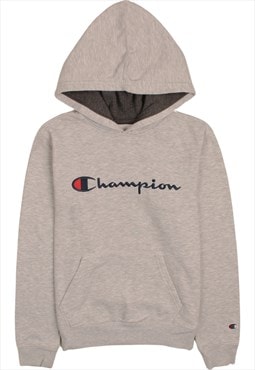 Vintage 90's Champion Hoodie Spellout Pullover Grey Large