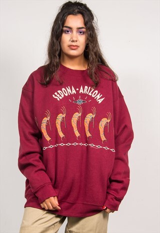 VINTAGE 90'S BURGUNDY SEDONA ARIZONA TOURIST SWEATSHIRT
