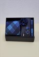 BLUE WOVEN HANDKERCHIEF MEN NECKTIE AND LAPEL PIN BROOCH S