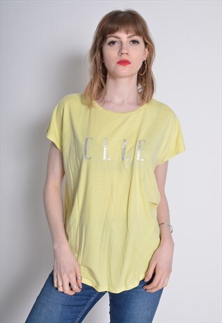 VINTAGE ELLE 90'S SPELL OUT T-SHIRT YELLOW