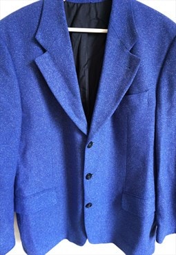 Vintage Bright Blue 90s  Wool Blazer 