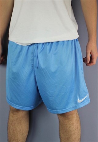 VINTAGE NIKE SHORTS IN BLUE WITH EMBROIDERED LOGO AND DRAWST