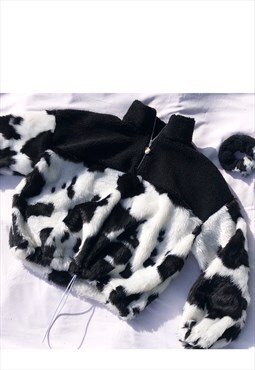 Handmade cow faux fur jumper 