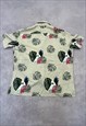 VINTAGE HAWAIIAN SHIRT LEAF AND BIRD PATTERNED SHIRT