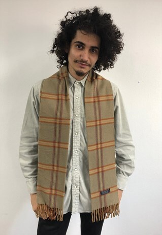 VINTAGE CASHMERE CHECKED SCARF-S058