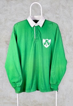 Vintage Ireland Rugby Shirt Polo Jersey Green Medium