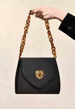Vintage-inspired Bag with Tortoiseshell Statement Chain