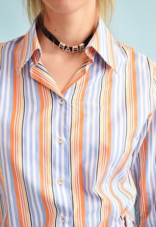 90'S RETRO STRIPED CLASSIC CUT SHIRT TOP