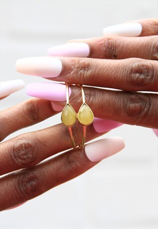 "SPRING LIFE" YELLOW GEMSTONE GOLD HOOP EARRINGS