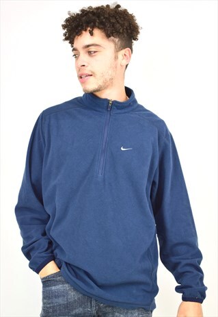 VINTAGE 90S NIKE NAVY 3/4 ZIP UP FLEECE
