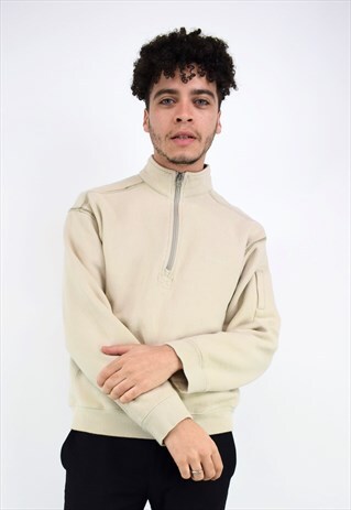 VINTAGE 90'S COLUMBIA 1/4 ZIP BEIGE FLEECE