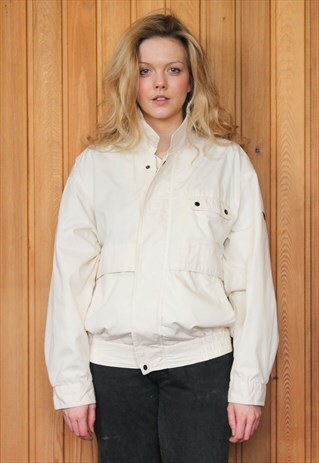 VINTAGE 1980S CREAM BOMBER JACKET