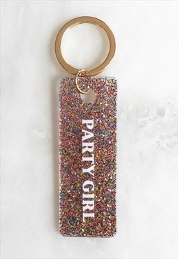 Party Girl Glitter Acrylic Keychain