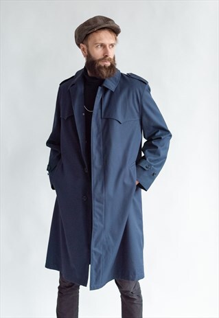 VINTAGE 60S CLASSIC TRENCH COAT IN BLUE