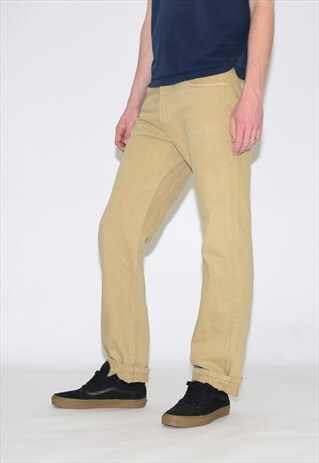 VINTAGE BEIGE LEVIS 501 STRAIGHT LEG DENIM JEANS