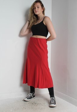 Vintage A-Line Midi Skirt Red 34" Waist