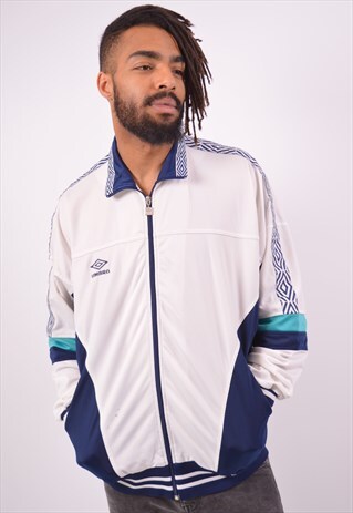 VINTAGE UMBRO TRACKSUIT TOP JACKET WHITE