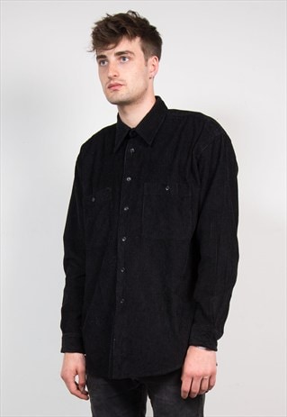 VINTAGE 90'S BLACK THICK CORD SHIRT