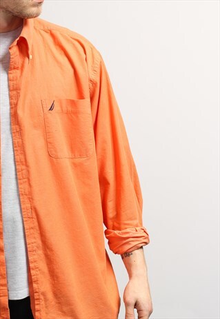 VINTAGE NAUTICA CORDUROY CORD SHIRT ORANGE