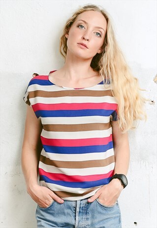 VINTAGE 80S STRIPED SILK TOP