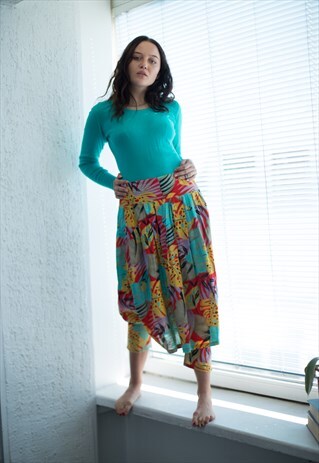 VINTAGE 90'S MULTI COLOUR PATTERNED HAREM TROUSERS