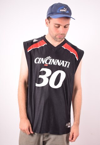 ADIDAS MENS VINTAGE CINCINNATI VEST TOP LARGE BLACK 90S