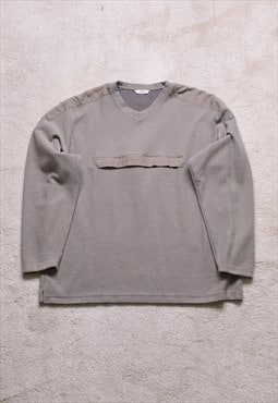 Vintage 90s St Michael Khaki Grey Zip Sweater