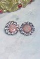 PINK SHIMMER DIAMONTE LARGE STUD EARRINGS