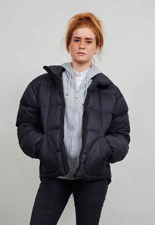 VINTAGE 90'S BLACK DOWN OVERSIZED BLACK PUFFER JACKET