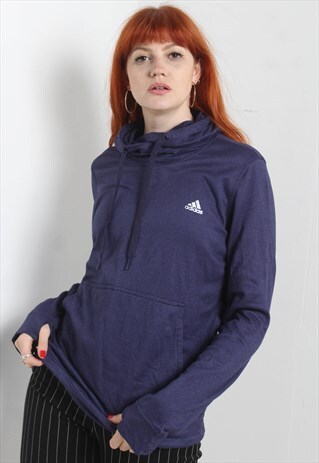 VINTAGE ADIDAS SWEATSHIRT HOODIE BLUE