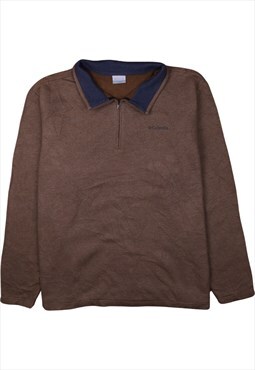 Vintage 90's Columbia Sweatshirt Quater Zip Spellout Brown