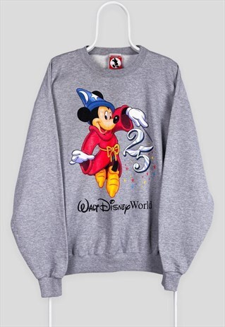 VINTAGE GREY DISNEY SWEATSHIRT DISNEYWORLD GRAPHIC LARGE