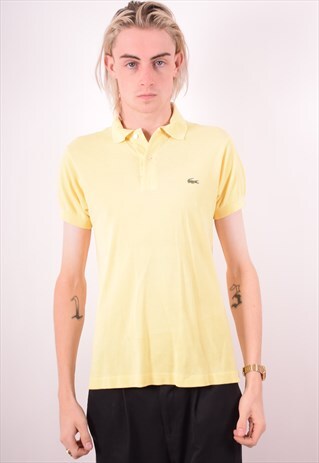 LACOSTE MENS VINTAGE POLO SHIRT SMALL YELLOW 90S
