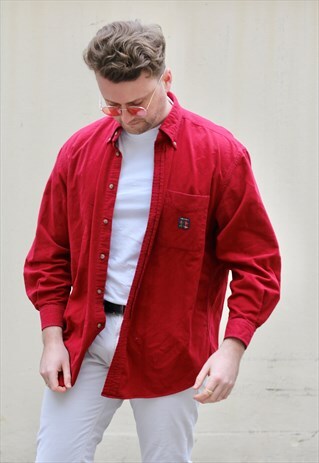 FACONNABLE USA CLASSIC LUST RED FELT SHIRT