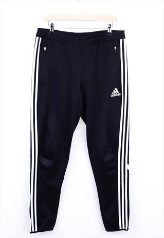 VINTAGE ADIDAS SWEATPANTS BLACK STRIPED SLIM FIT WITH LOGO