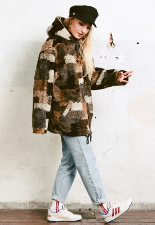 VINTAGE 80S FAUX FUR TEDDY COAT