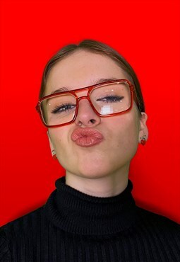 Spy Blue Blockers Glasses Bold 80s Transparent Red