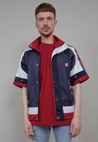 VINTAGE 90'S CHAMPION MESH NAVY/ RED TRACKSUIT JACKET