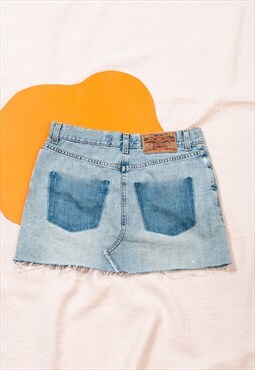 Vintage Crocker Skirt Y2K Reworked Grunge Rave Denim Mini