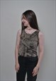ABSTRACT FITTED TANK TOP, 90S FASHION CROPPED BLOUSE