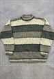 VINTAGE KNITTED JUMPER ABSTRACT PATTERNED CHUNKY KNIT 