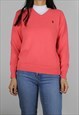 VINTAGE POLO RALPH LAUREN KNIT JUMPER TOP IN CORAL W LOGO